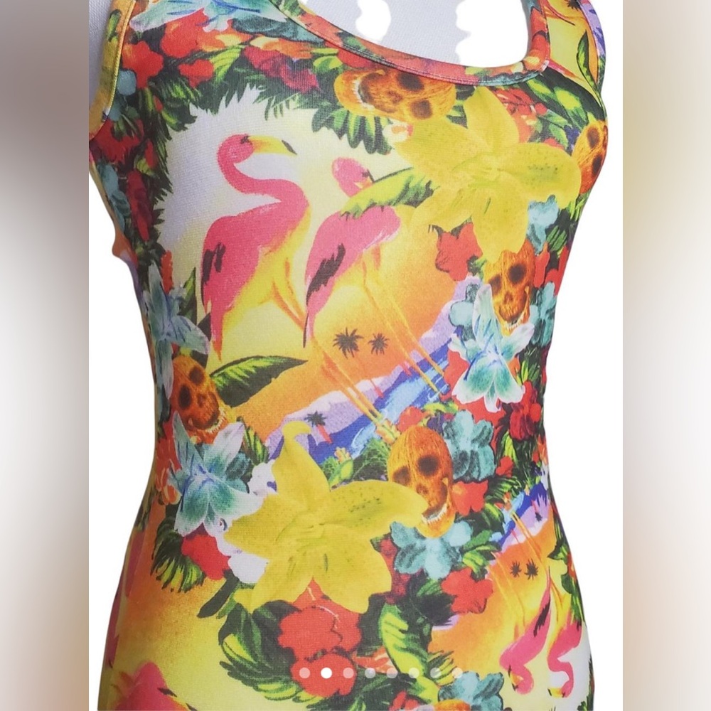 Iron Fist Hellwaiin Holiday Tropical Flamingo Skull Bodycon Dress